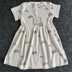 NWT Kate Quinn Girl’s Pointelle Tiny Rainbows Lap Neck Dress Size 3T